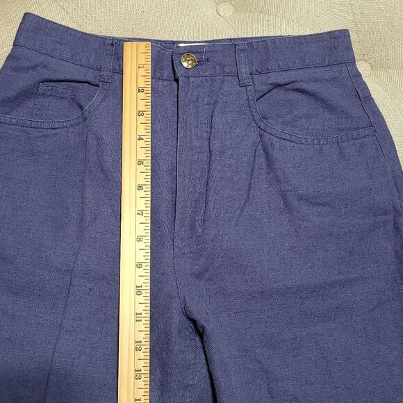 Vintage Talbots Petites Minimalist Navy Blue Irish Linen Blend Tapered Pants 8 - Picture 8 of 9